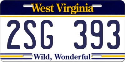 WV license plate 2SG393