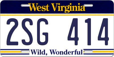 WV license plate 2SG414