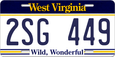 WV license plate 2SG449
