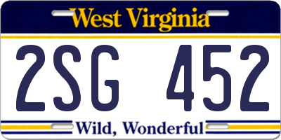 WV license plate 2SG452