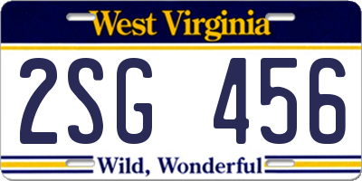 WV license plate 2SG456