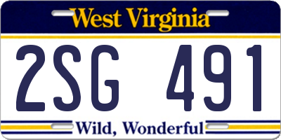 WV license plate 2SG491