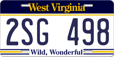 WV license plate 2SG498