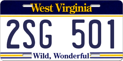 WV license plate 2SG501