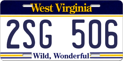 WV license plate 2SG506