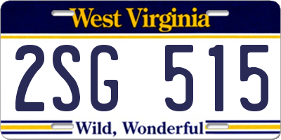 WV license plate 2SG515
