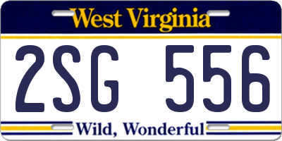 WV license plate 2SG556