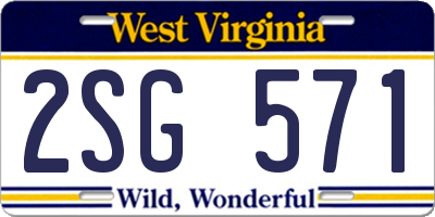 WV license plate 2SG571