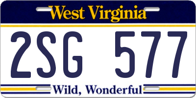WV license plate 2SG577