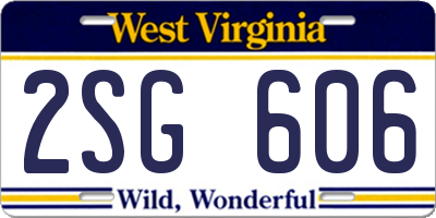 WV license plate 2SG606