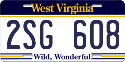 WV license plate 2SG608