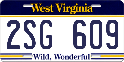 WV license plate 2SG609