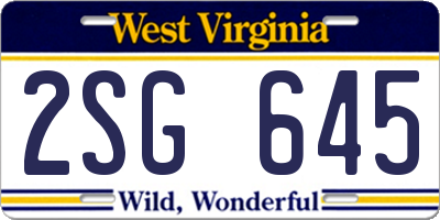 WV license plate 2SG645