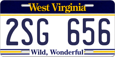 WV license plate 2SG656