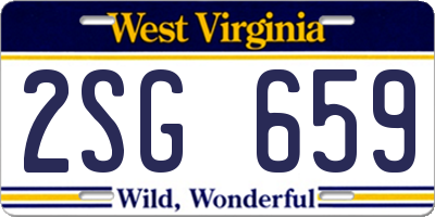WV license plate 2SG659