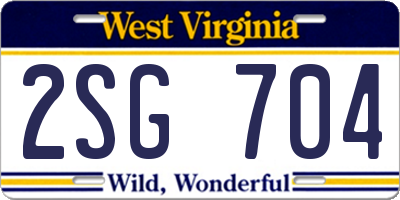 WV license plate 2SG704