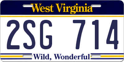 WV license plate 2SG714