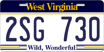 WV license plate 2SG730