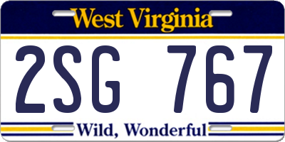 WV license plate 2SG767