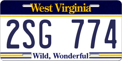 WV license plate 2SG774