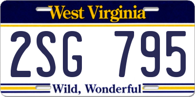 WV license plate 2SG795