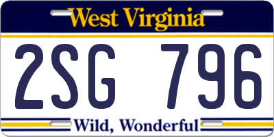 WV license plate 2SG796