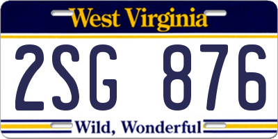 WV license plate 2SG876