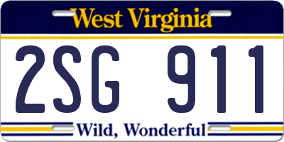 WV license plate 2SG911