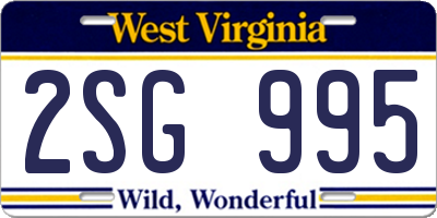 WV license plate 2SG995