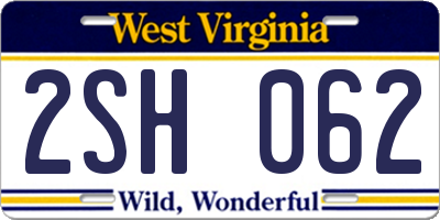 WV license plate 2SH062