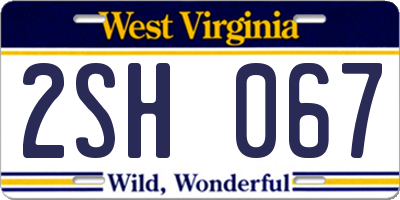 WV license plate 2SH067