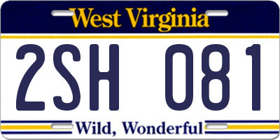WV license plate 2SH081