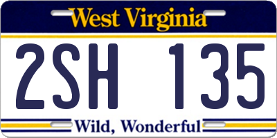 WV license plate 2SH135