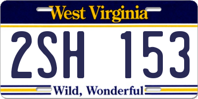 WV license plate 2SH153