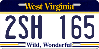 WV license plate 2SH165