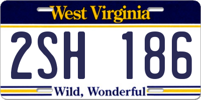 WV license plate 2SH186