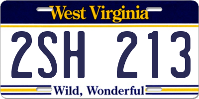 WV license plate 2SH213