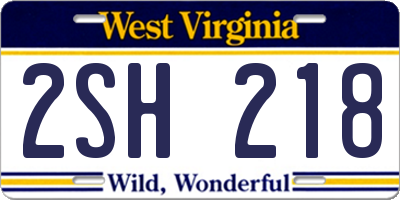 WV license plate 2SH218