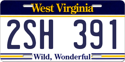 WV license plate 2SH391
