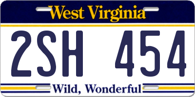 WV license plate 2SH454