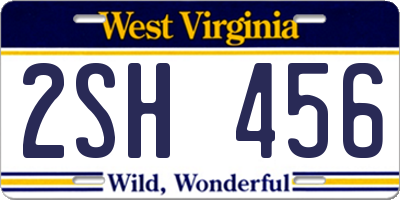 WV license plate 2SH456