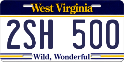 WV license plate 2SH500