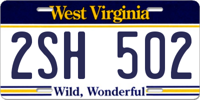 WV license plate 2SH502