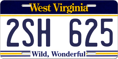 WV license plate 2SH625