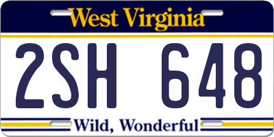 WV license plate 2SH648