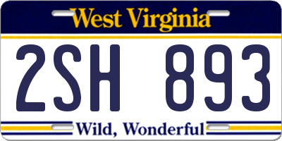 WV license plate 2SH893