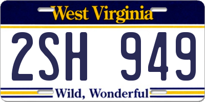 WV license plate 2SH949