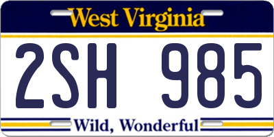 WV license plate 2SH985