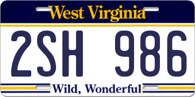 WV license plate 2SH986