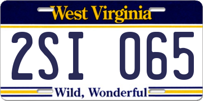 WV license plate 2SI065